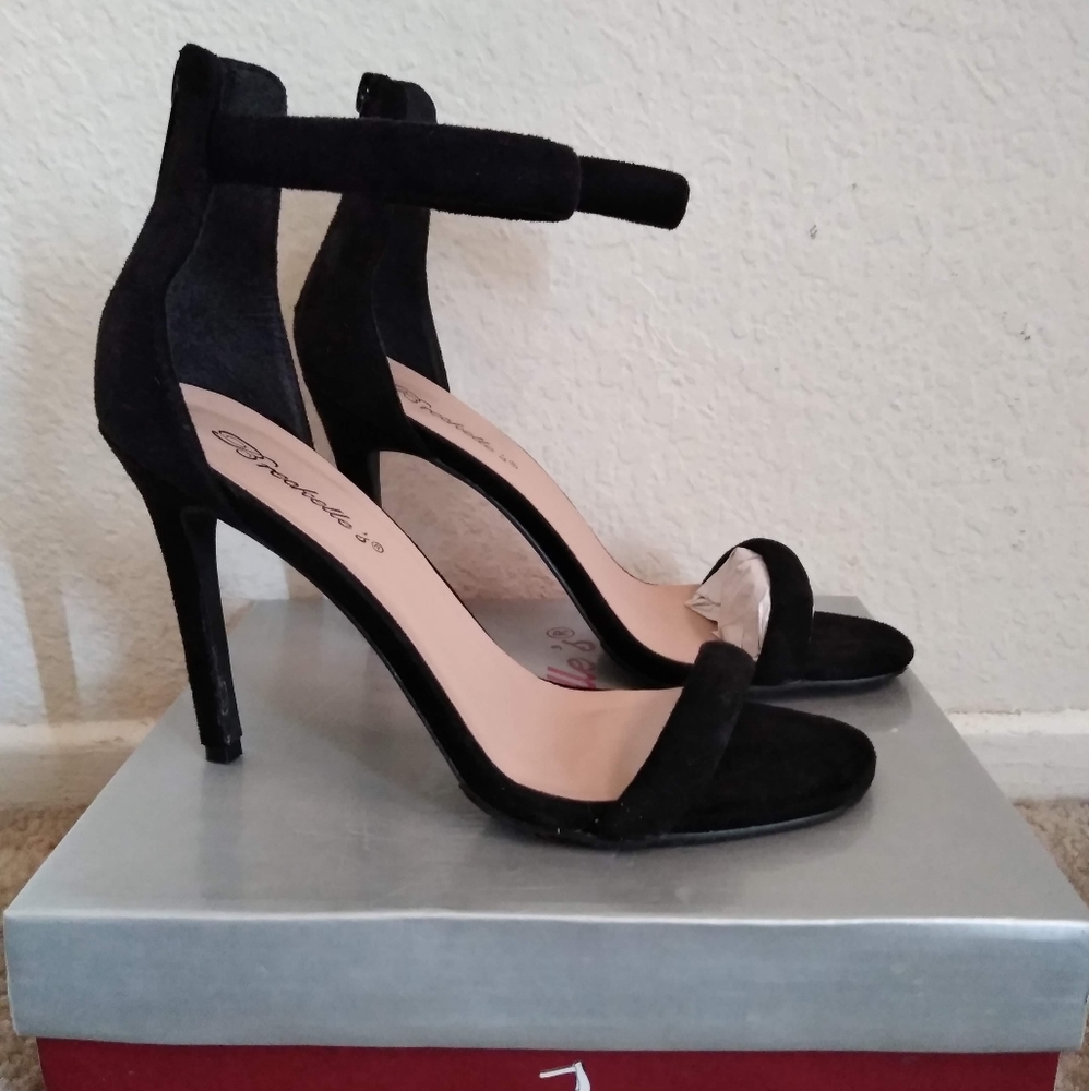 Black strappy heels